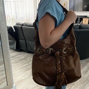 KOOBA LARGE BROWN LEATHER SHOULDER BAG